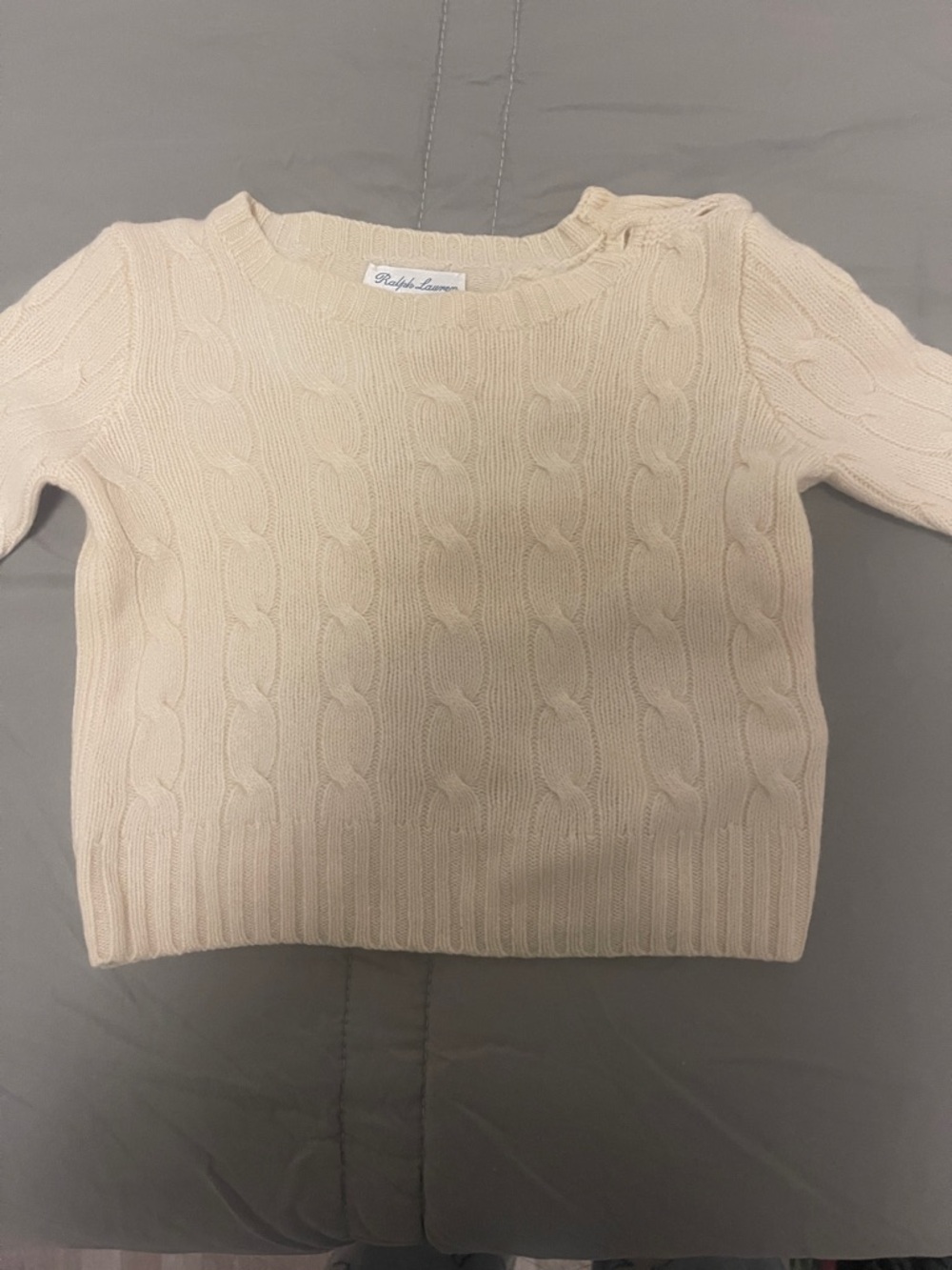 Ralph Lauren Ivory Cable-Knit Crew Sweater